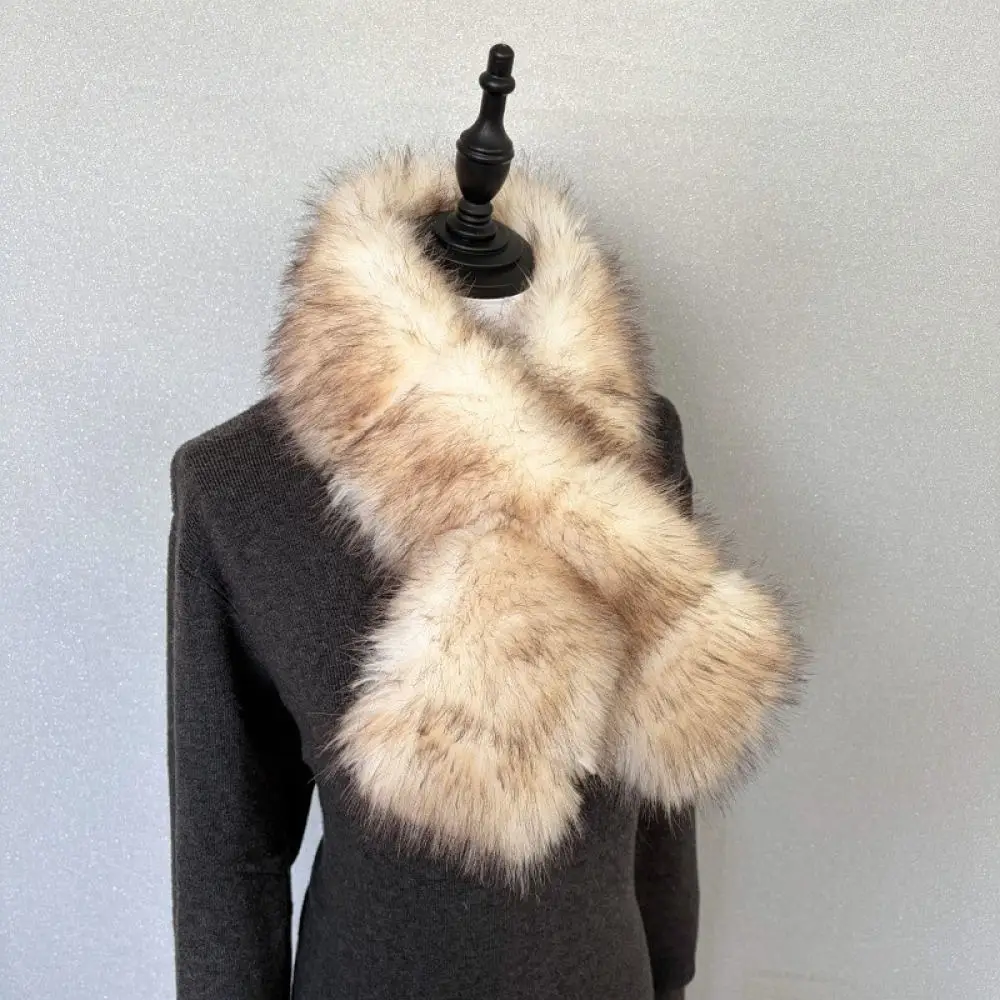 Elegant Faux Scarf Winter Women Plush Soft Neck Warmer Fashion Cross Shawl Warm Comfortable Windproof Trendy Neckwear