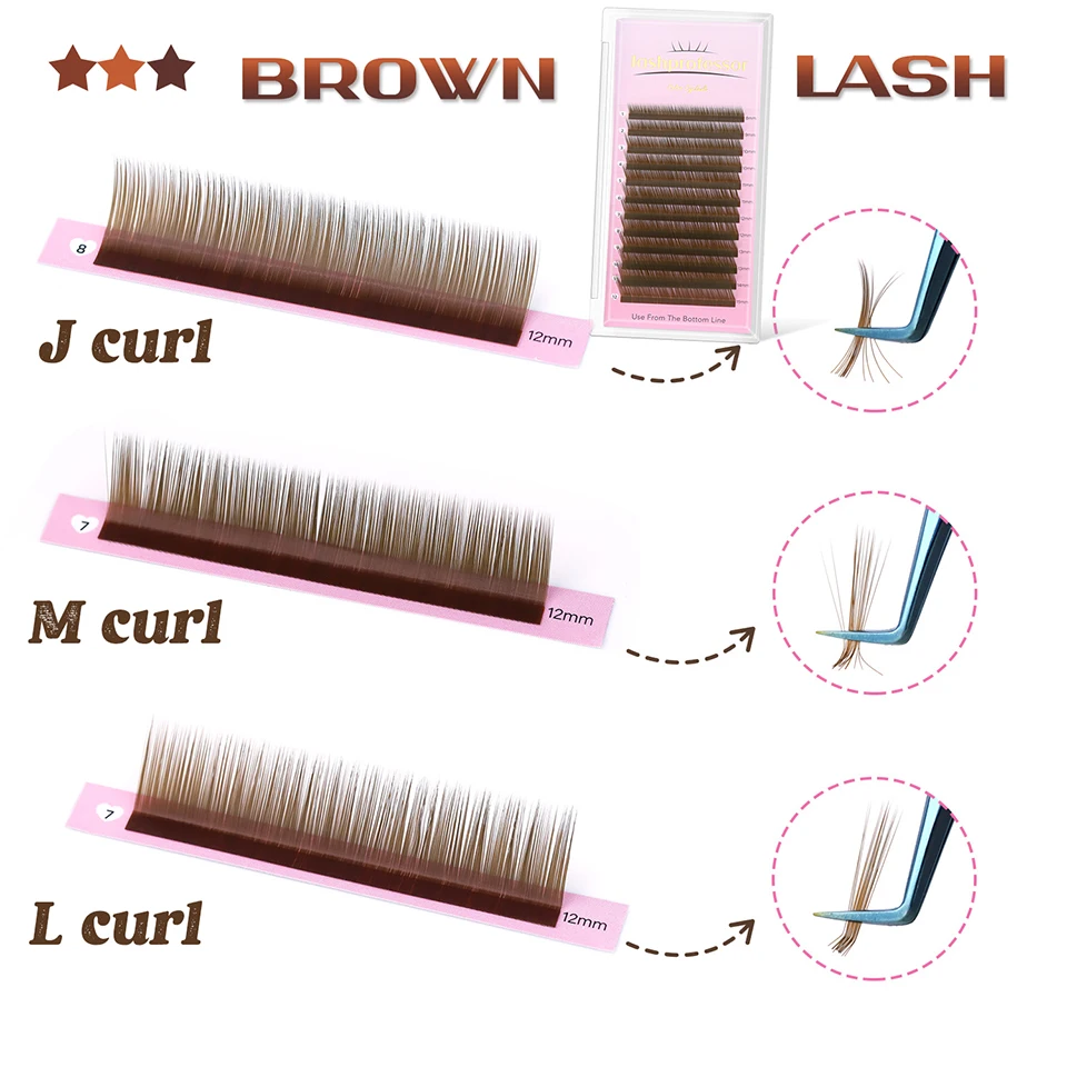 Brown Cashmere Russian Volume Eyelash Extensions Tray J C CC D DD L M Curl Dark Brown Classic Individual Eyelash Soft Faux Mink