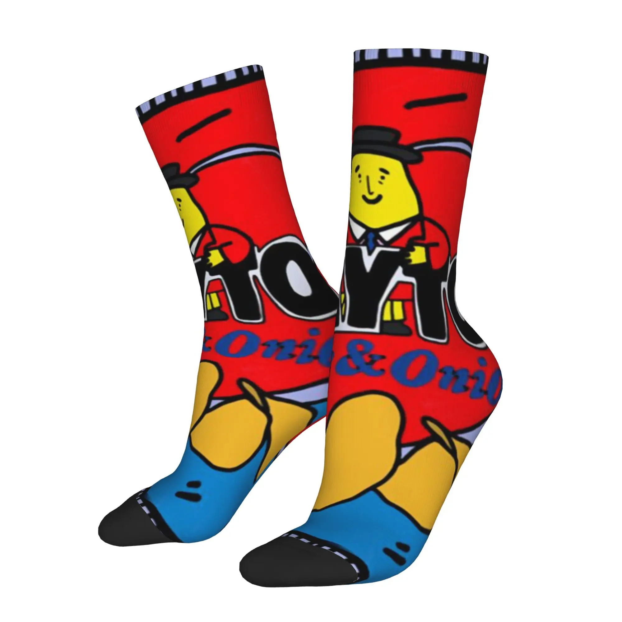 1 Pair Funny Sock Tayto Snacks Classic Rock Seamless Pattern Printed Men Crew Socks Casual Men's Socks