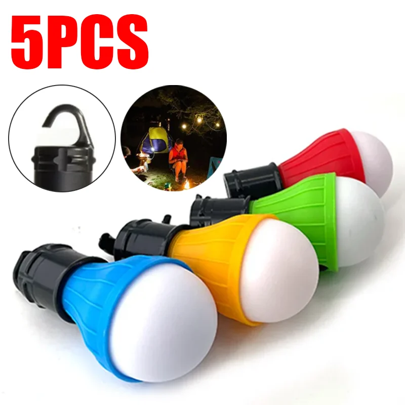 5Pcs Mini Portable LED Lamp Bulbs Tent Light Night Emergency Lights Battery Camping Lantern Fishing Equipment Outdoor Supplies