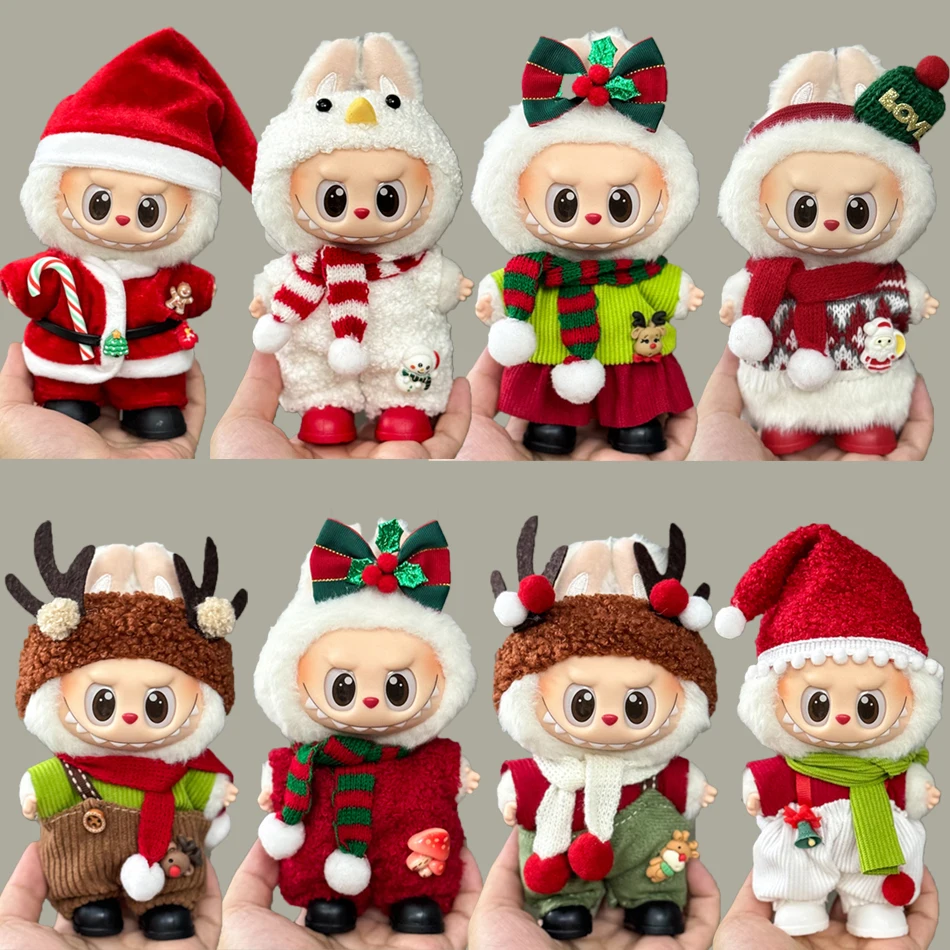 

17cm Labubu Christmas Clothing Plush Doll Clothing Accessories Labubu Doll Christmas Atmosphere Dress Up Pumpkin Winter Clothing