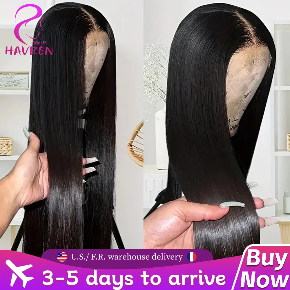 

Парик Havren из натуральных человеческих волос, 200% плотность, готовый к носке, идеально прямой, с HD-шнуровкой 5x5, без клея, предварительно выщипанный, бразильские волосы