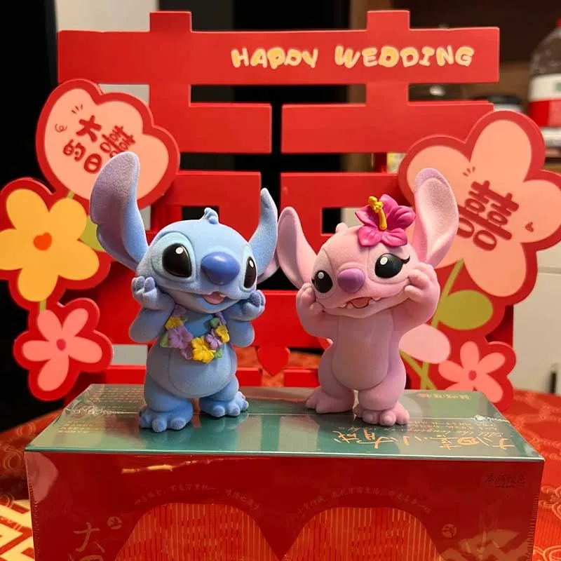 Disney Anime Lilo & Stitch Action Figures Stitch And Angel Lover Figurines Flocking Collection Model Statue Doll Birthday Gift