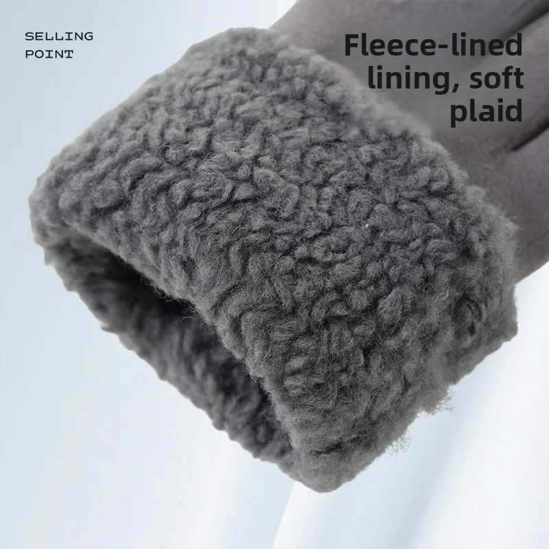 Warm Gloves Women's Autumn and Winter Velvet Thickened Windproof and Cold-proof Touch Screen Outdoor Sports Cycling Gloves