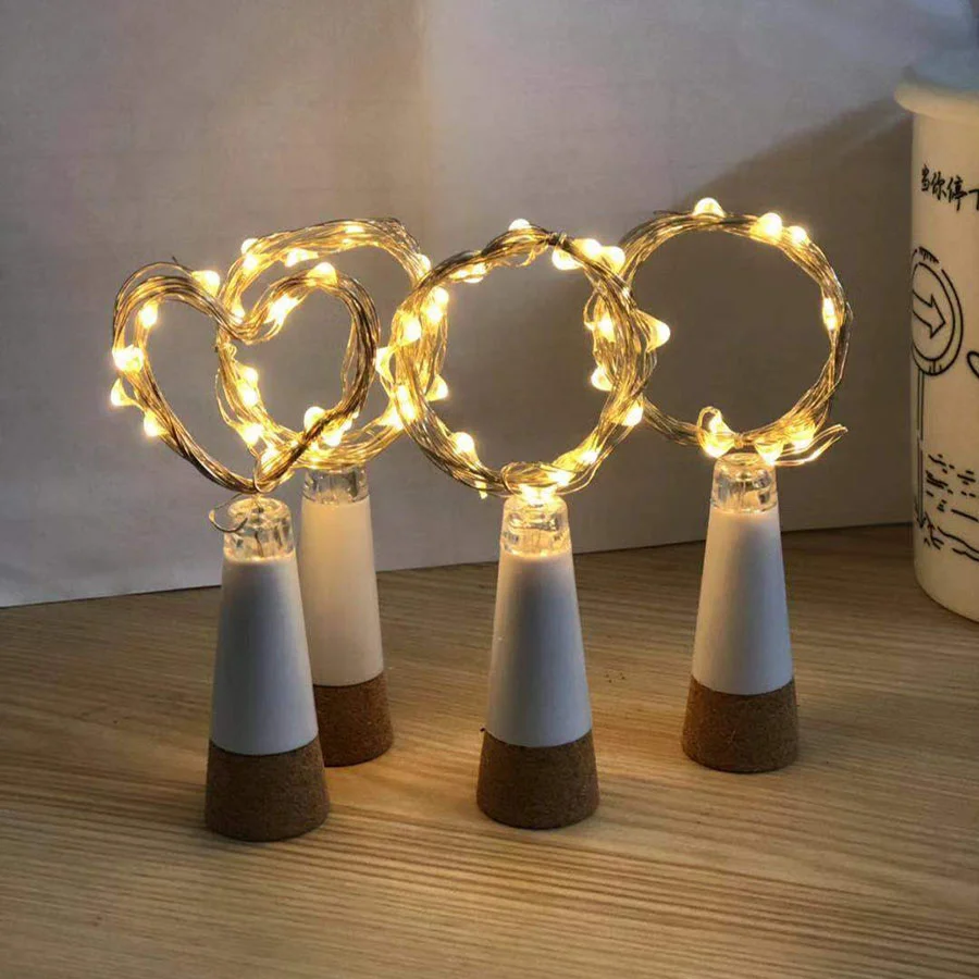 1PC 2M 20LED Wine Bottle Stopper Fairy Light USB Rechargeable Cork String Light Liquor Bottle Christmas Party Wedding Garland