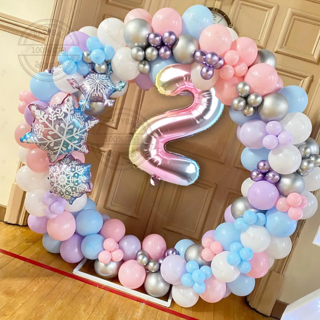 

131pcs Arch Garland Balloons Kit Frozen Olaf Snowflake Foil Ballons 32" Gradient Number Balls Birthday Baby Shower Party Decors