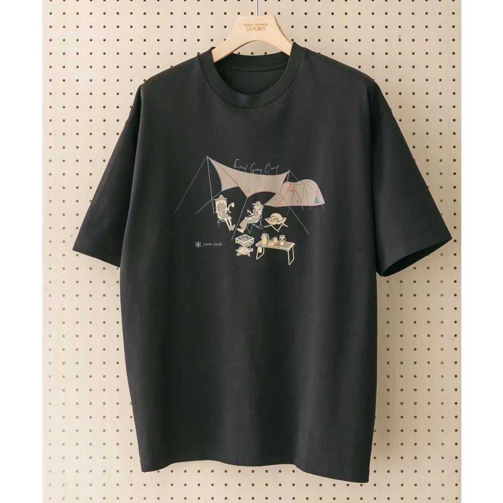 

2025 Bonus! SNOW PEAK Short Sleeve Splicing Leisure Outdoor Camping Printed Cotton Large Men's T-shirt Snow Peak Tide Summer