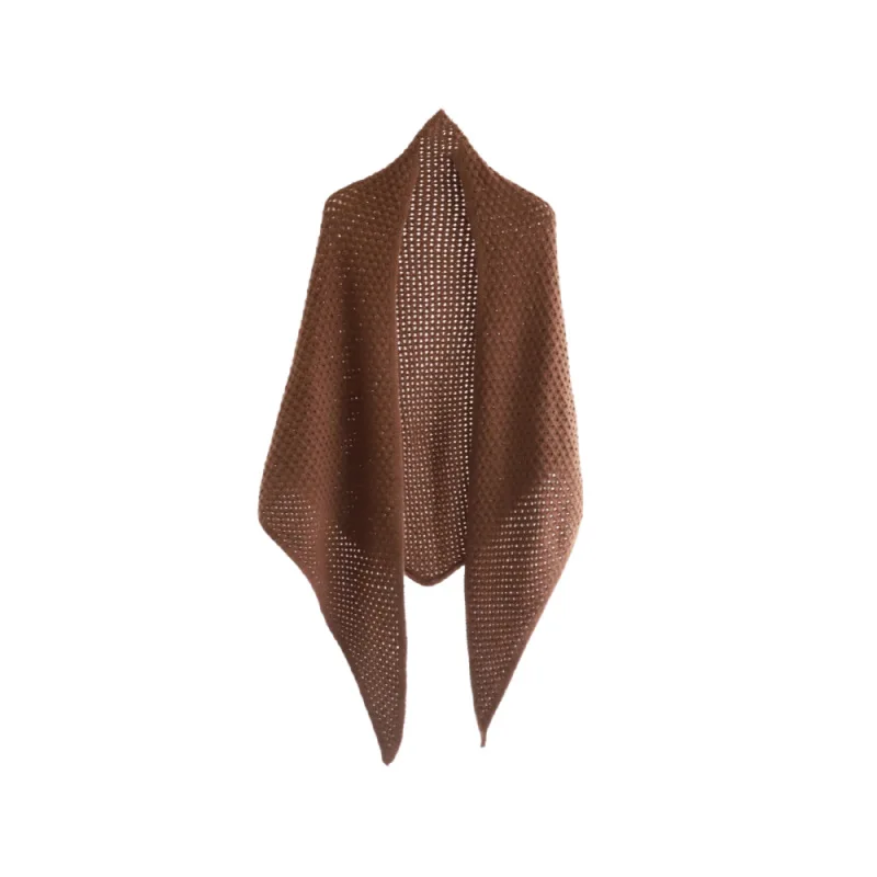 Scialle lavorato a maglia scavato con ago spesso tinta unita, giacca esterna ispessita e allargata, scialle versatile ed elegante