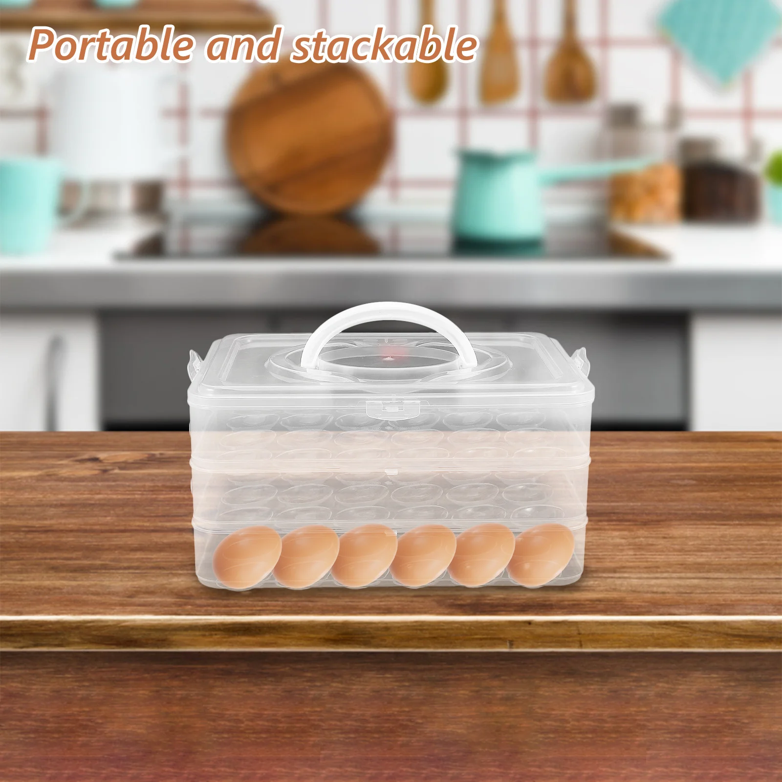 

3 Layer Portable Chicken Egg Tray Transparent Stackable Refrigerator Egg Container Holder Party Holiday Eggs Storage Tray