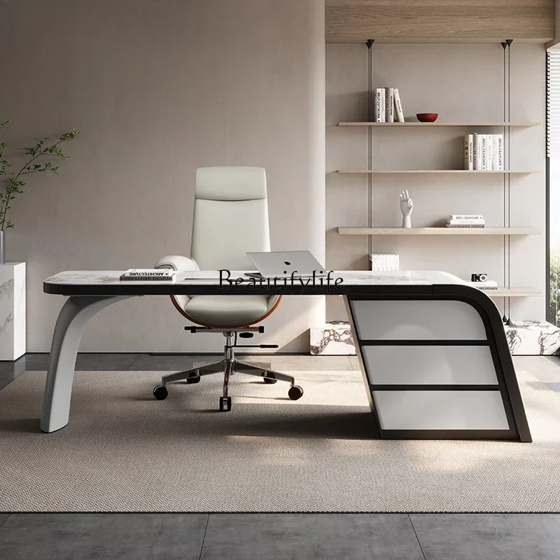 LJYModern slate desk Italian minimalist study high-end negotiation computer desk