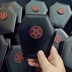 Dark Style Pentacle vampire Coffin Design Coin Purse Halloween Pattern Clutch Zipper Wallet PU Leather Trendy Purse