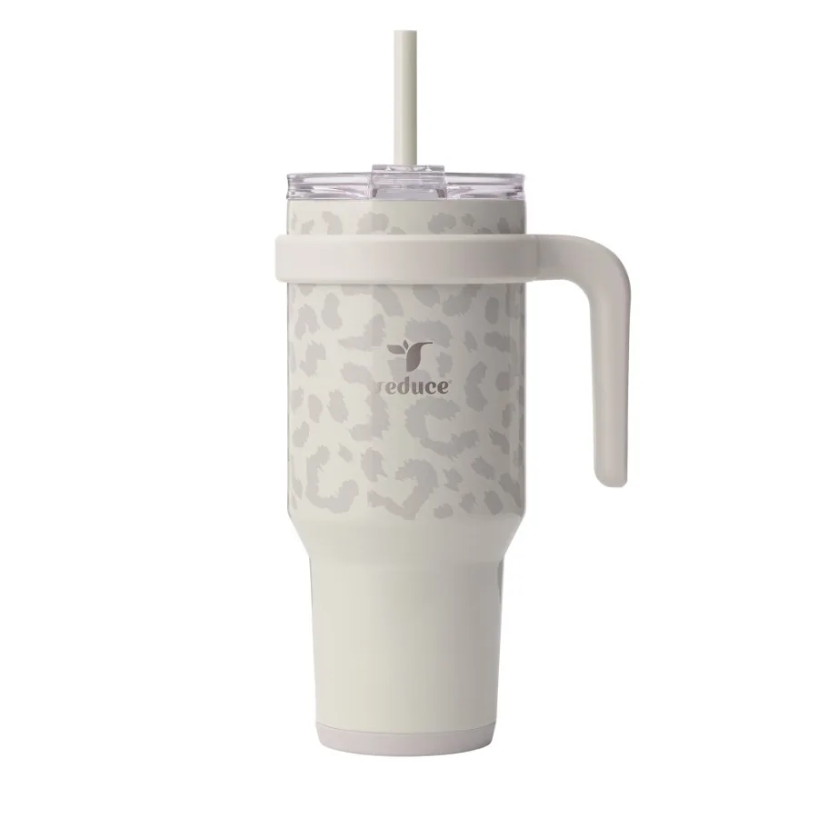 Cold1 40oz Tumbler with Handle Stainless Steel Snow Leopard