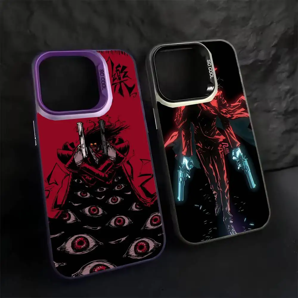 

Dark Anime Hellsing Alucard Phone Case For iPhone 17 16 15 14 13 12 11 Pro Max Plus Silver Matte Black Cover