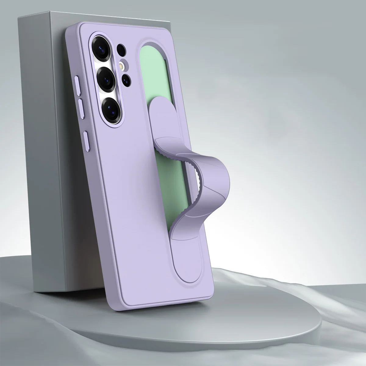 For Samsung Galaxy S25 Ultra/S25 Plus/S25 Smart Button Case with Kickstand Hand Strap Soft Touch Grip Cover