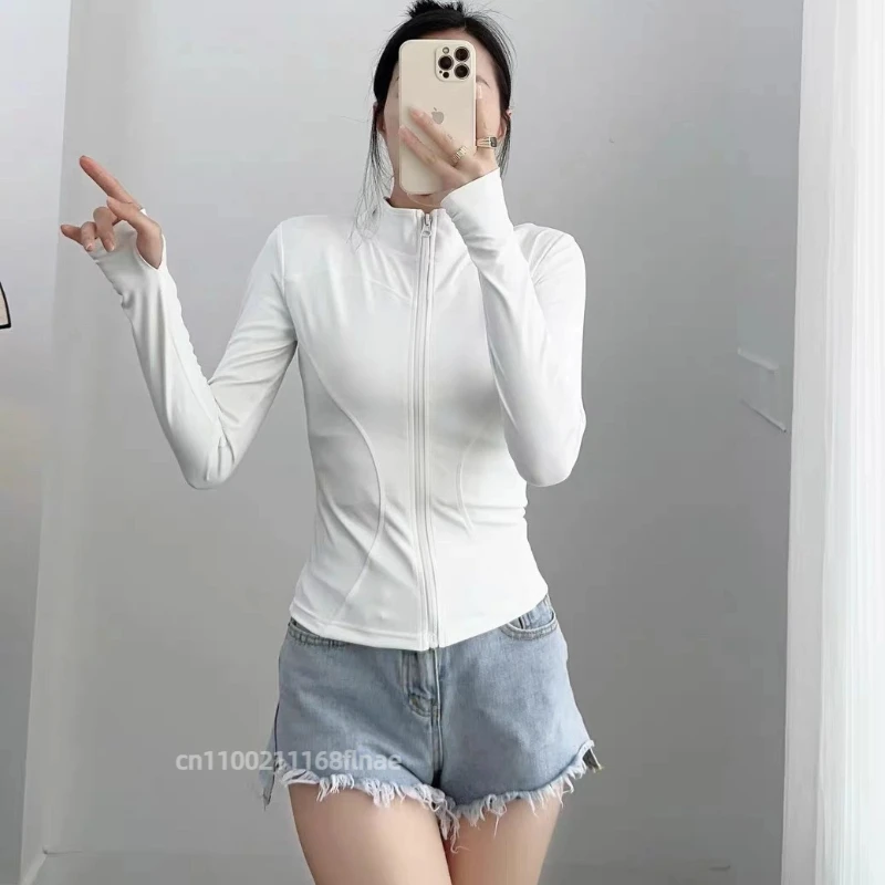 Chaqueta deportiva elástica, Top para correr, ropa de Yoga de secado rápido de manga larga para mujer, ropa de Fitness, cárdigans de otoño e invierno