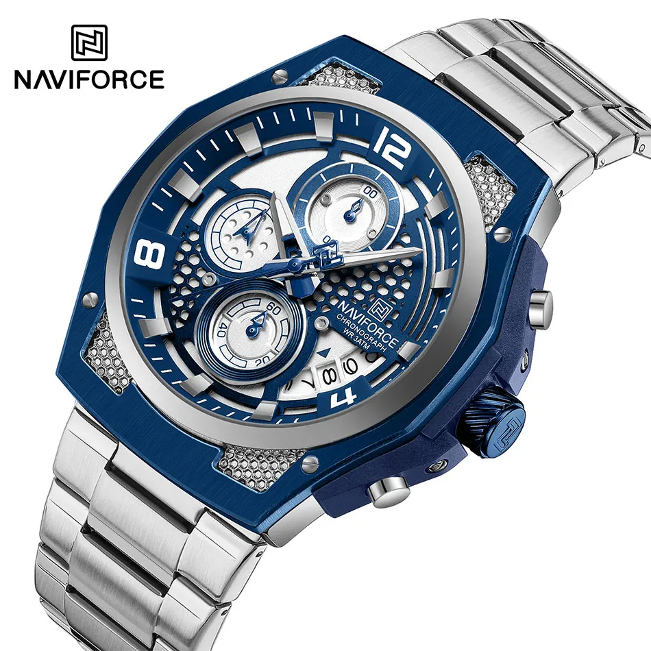 NAVIFORCE Quartz Watch Men Waterproof Military Sport Watches Mens Business Stainless Steel Wristwatch Male Clock reloj hombre