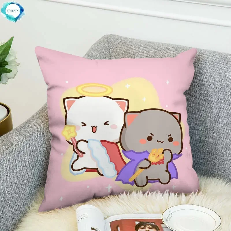 Decorative Pillows For Bed Peach Mochi Cat Cushions Covers Luxury Pillow Cover Pillowcase Short Plush Car Sofa Cushion 45*45