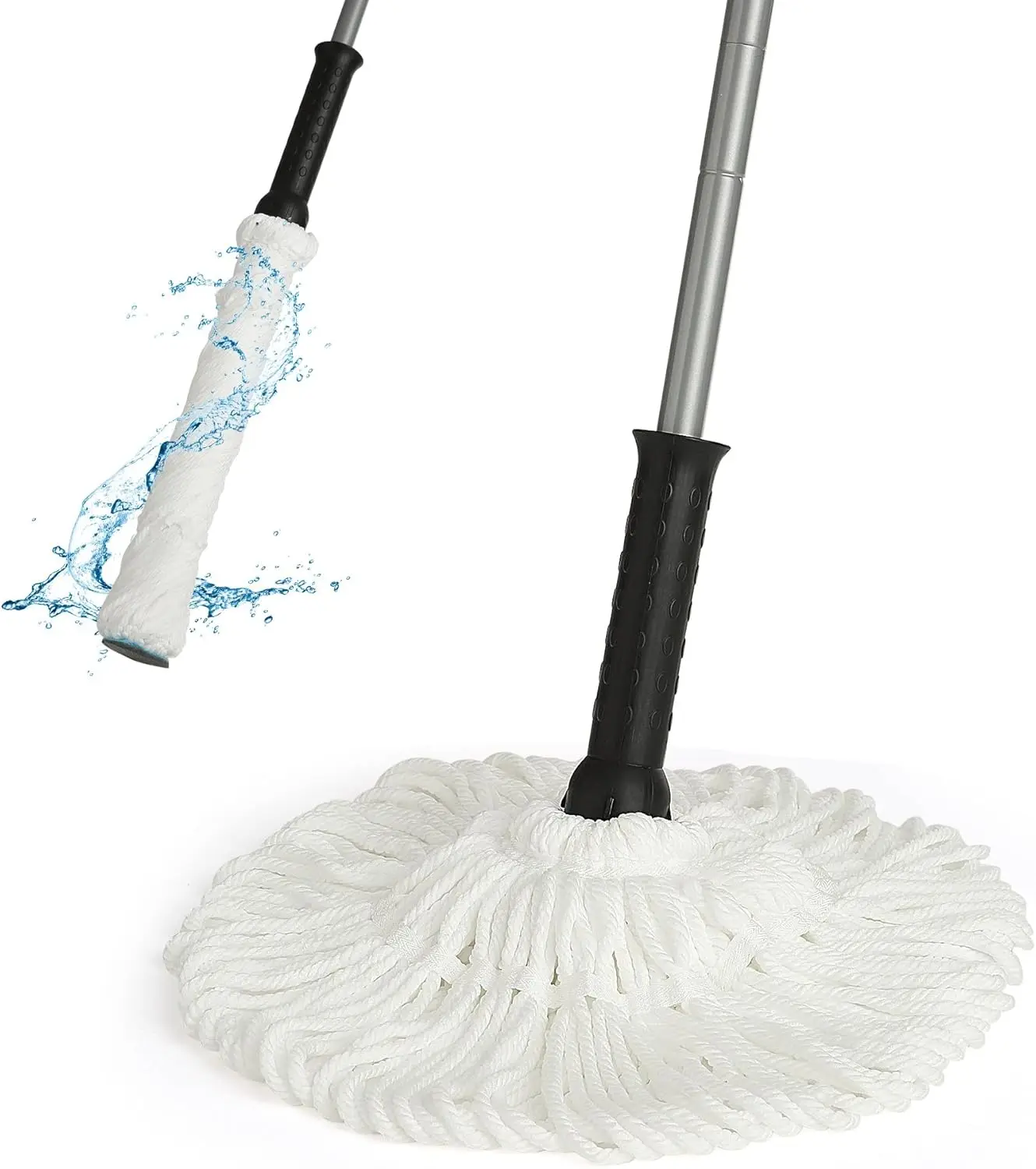 

Швабра Twist Mop Simple | Легко отжимаемая швабра с длинной ручкой 57 дюймов, безопасная для всех типов полов, из микрофибры, для уборки пыли и шерсти животных