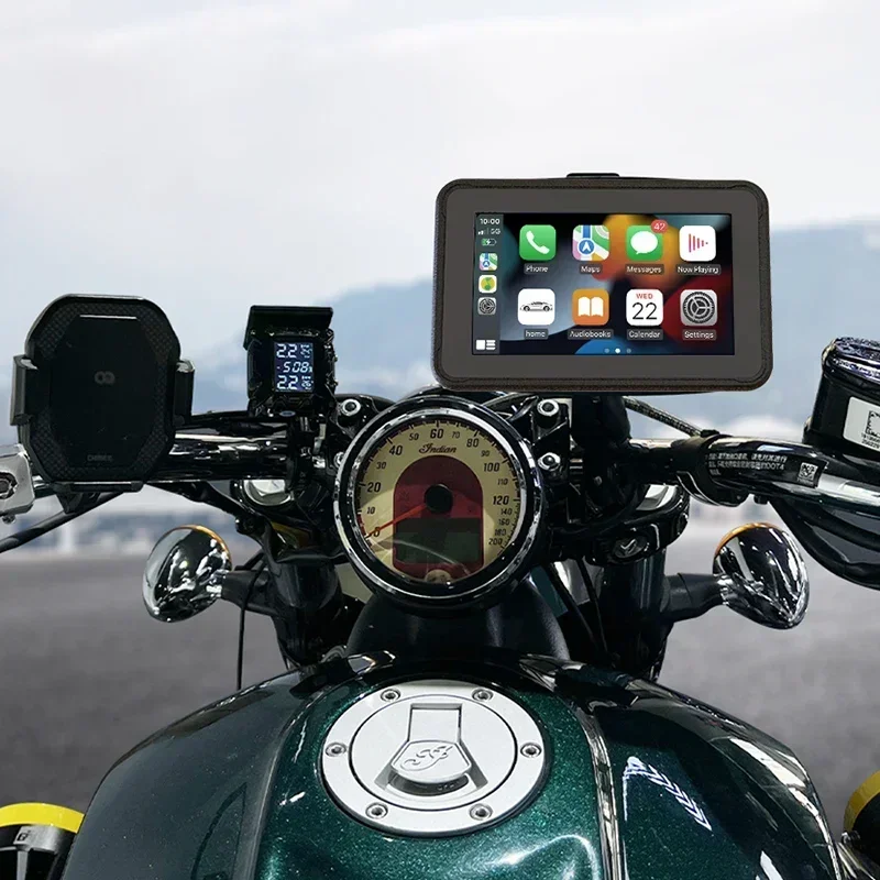 Navegador gps para motocicleta e gravador de vídeo dvr com duas câmeras karadar mt5004 à prova d'água 5 polegadas motocicleta carplay gps