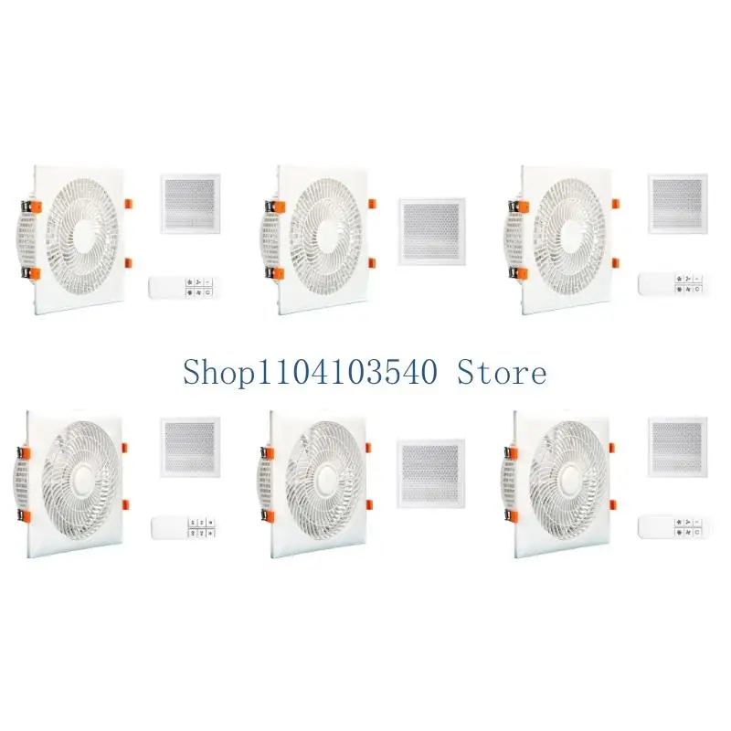 02DC Household Ceiling Exhaust Fan 30 cm Square Panel with Remote Handset for Recessed Kitchen Ceiling Use Indoors Daily