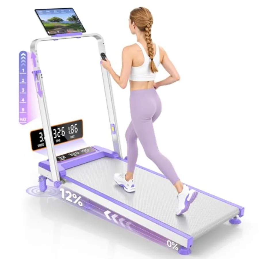 

Home use walking pad treadmill with steel frame black color 12 incline and adjustable height for compact under-desk fitness