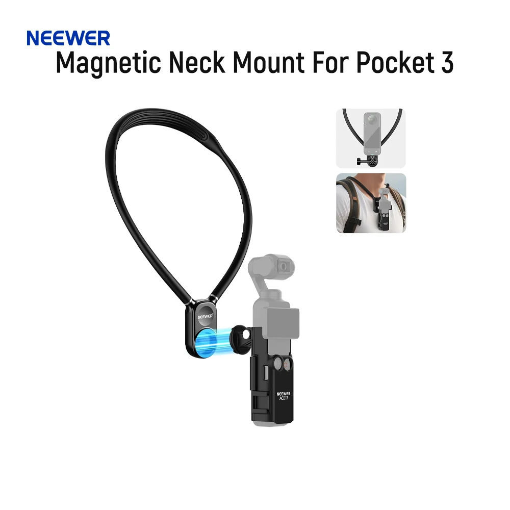 

NEEWER Magnetic Neck Mount For Pocket 3, Flexible Quick Release Action Camera Neck Holder For Hero 13 12 11 Max DJI Insta360