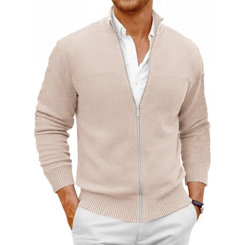 Imagen 2 del producto Animal Game-suéter de punto con cremallera para hombre, abrigos, suéteres ajustados con cuello levantado, cárdigan para otoño e invierno, Jersey, ropa de calle cálida