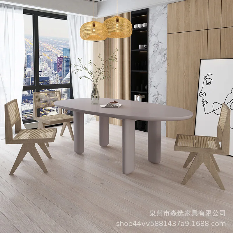 Nordic solid wood dining table, special-shaped designer home dining table