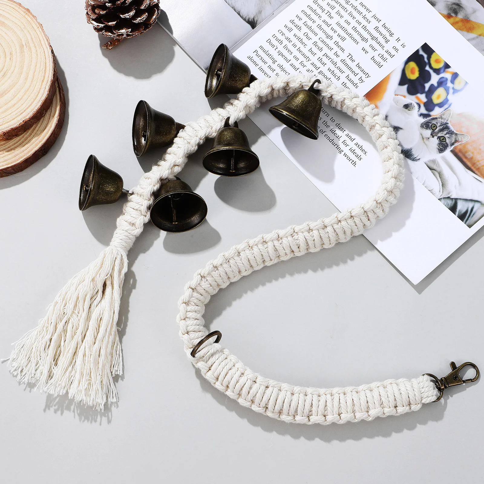 2 pcs Cotton Rope Dog Doorbells Adjustable Pet Door Bell Potty Training Woven Bells For Dogs To Outdoor Signal Rope For