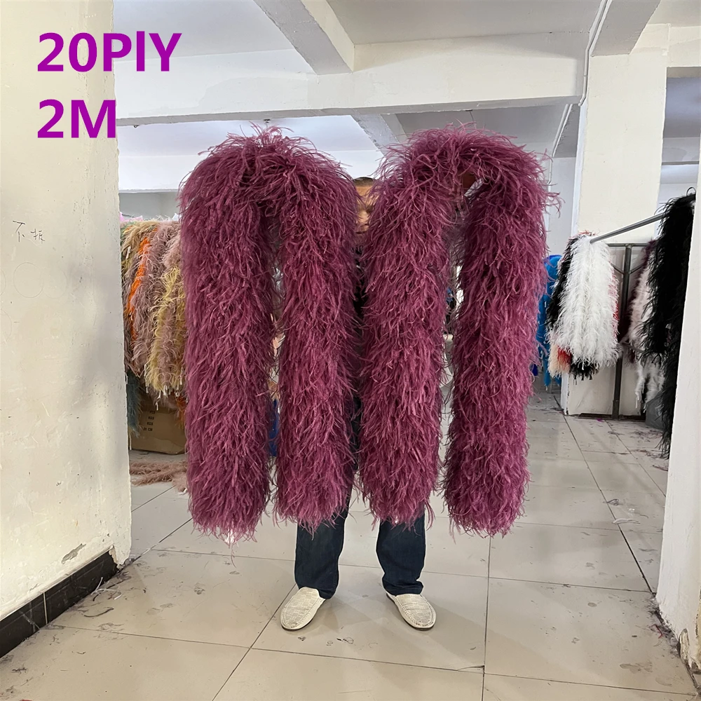 6 10 15 20 strati piuma di struzzo boa taglio decorazione di struzzo naturale plumas boa per abiti costume accessorio per cucire 1M 2M