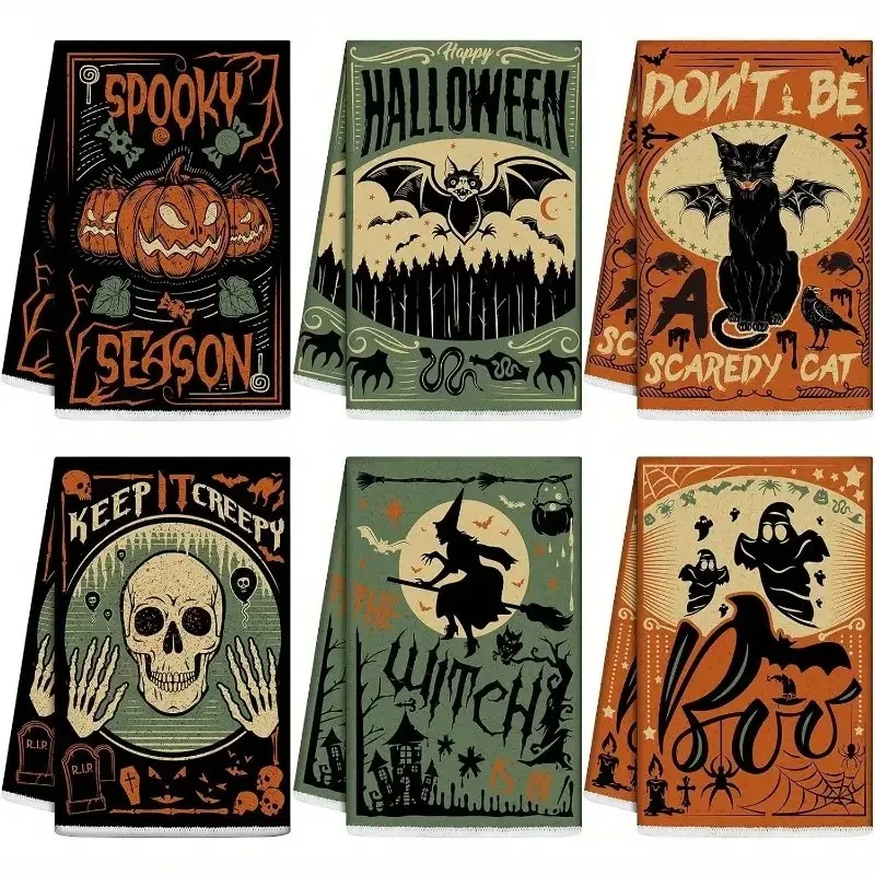 

Halloween dishwashing cloth dish microfiber towel festive kitchen table scouring pad decoration bath towel kitchen towel