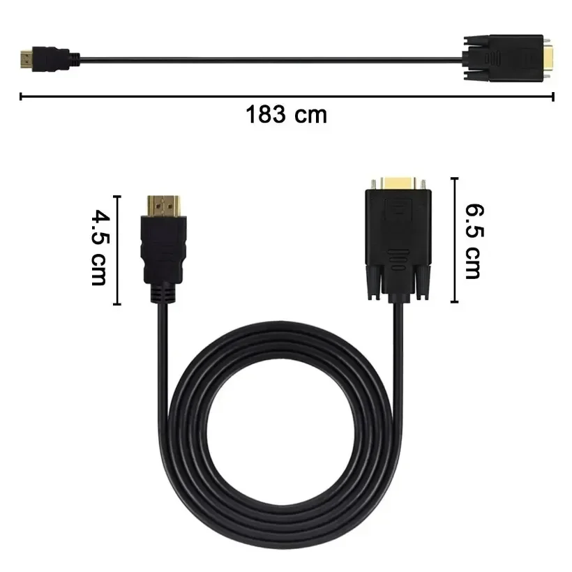 HDMI-Compatible to VGA Adapter Video Audio Male Converter 1.8M/3M FHD 1920*1080P For Desktop Laptop PC TV Monitor Projector