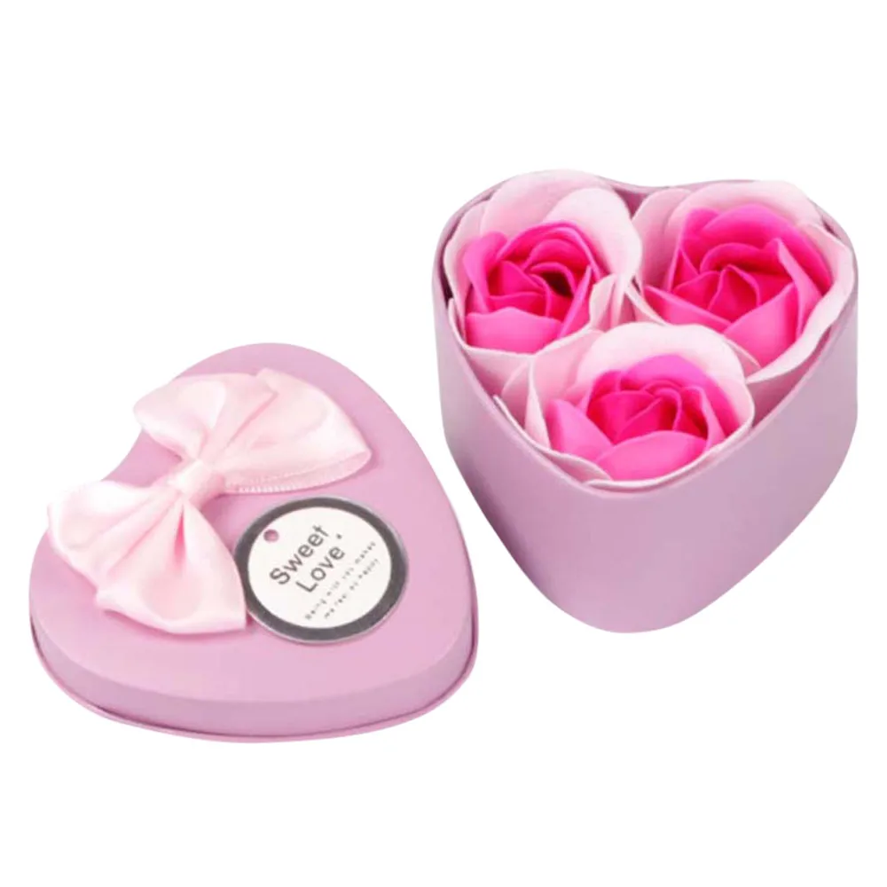 3Pcs Heart Scented Bath Body Petal Rose Flower Soap Wedding Decoration Gift Best