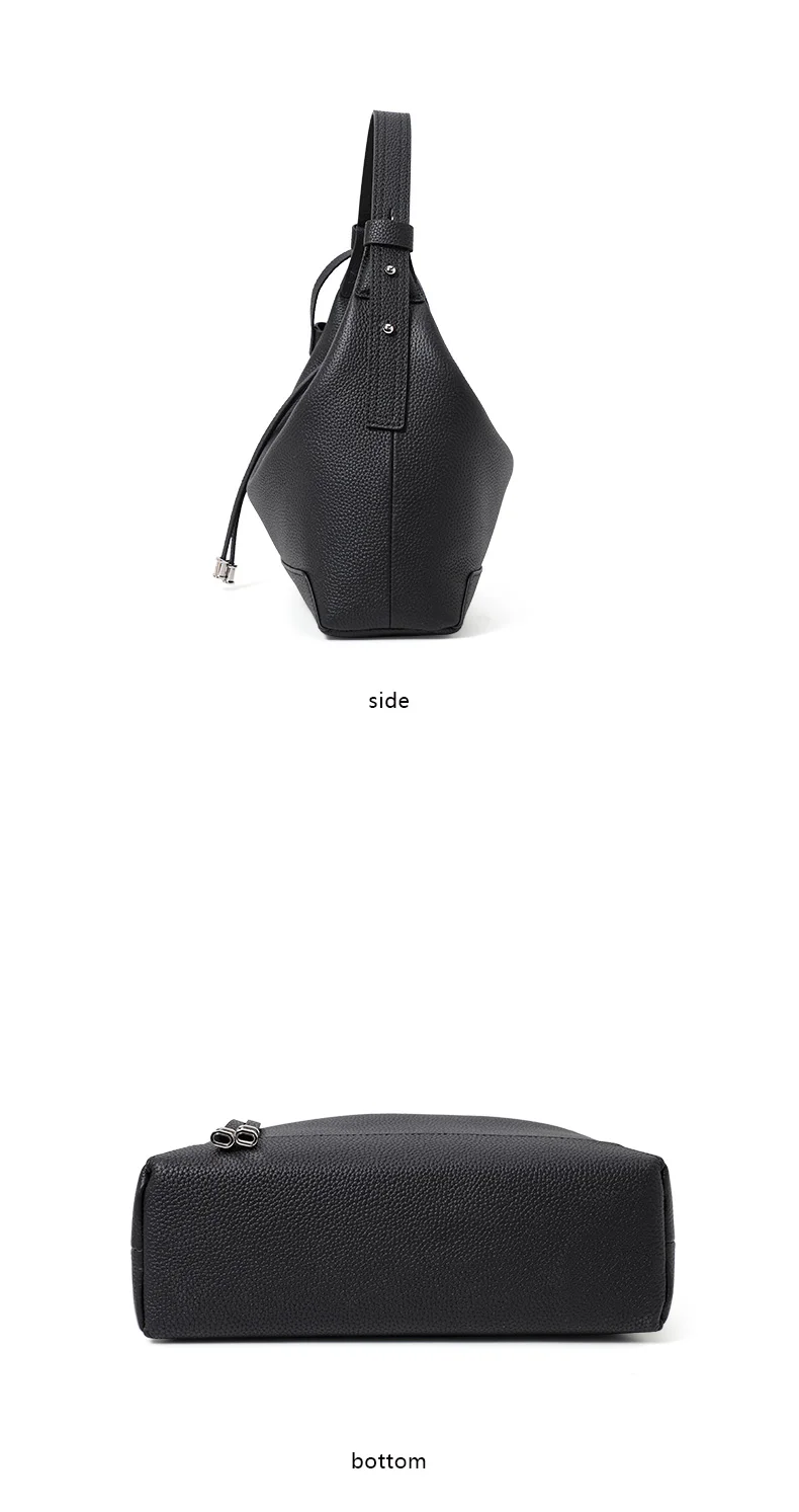 Hobo-Tasche aus genarbtem Rindsleder für Damen mit zwei Trageriemen, weichem Rindsleder und Einzel-Schulterriemen für den täglichen Freizeitgebrauch. – Detail 10