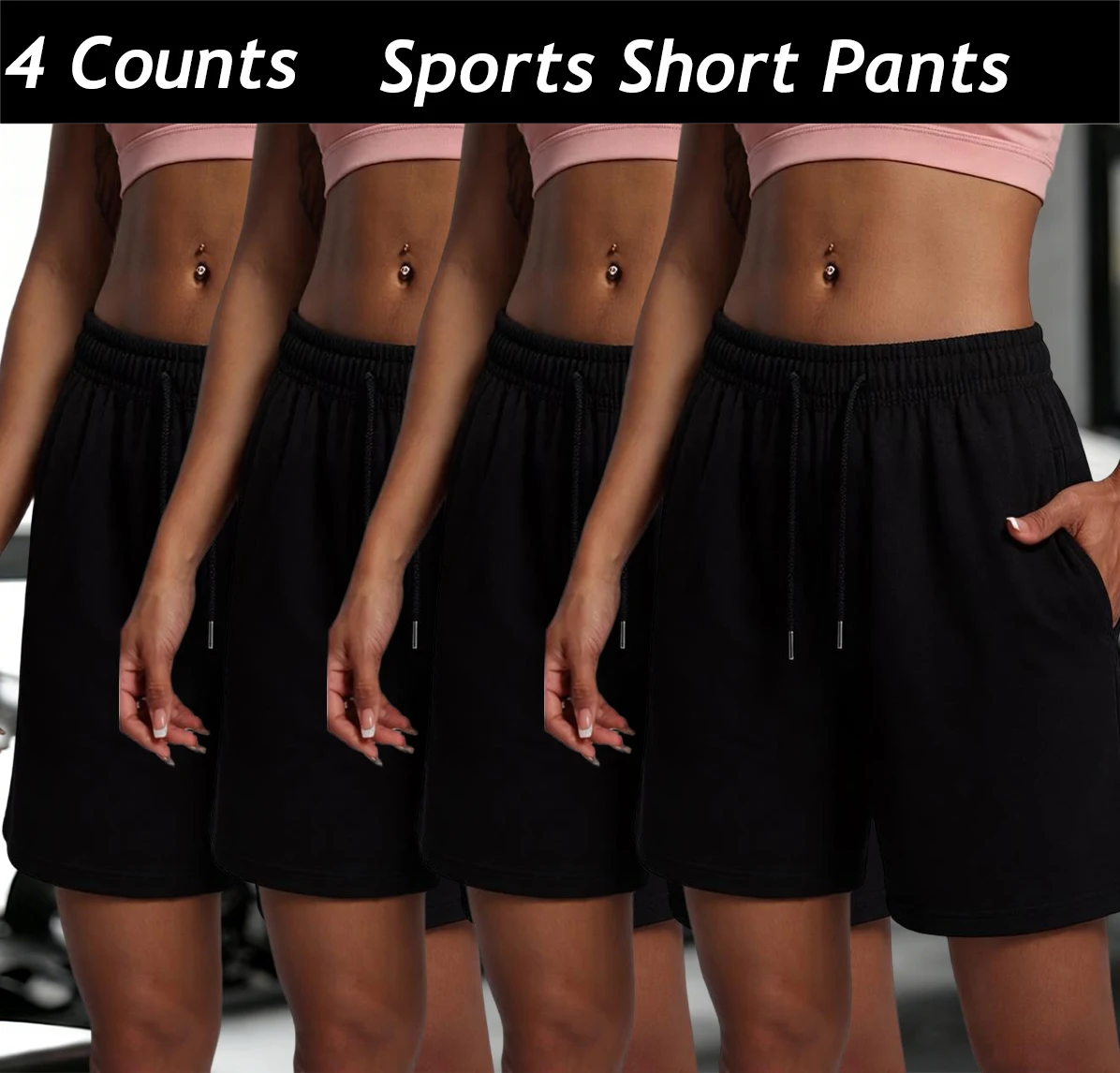 

4 Counts Gym Sport Summer Short Pants Suit Woman Fashion Street Loose Sportpants Classic Pocket Running Shorts Casual Bottoms