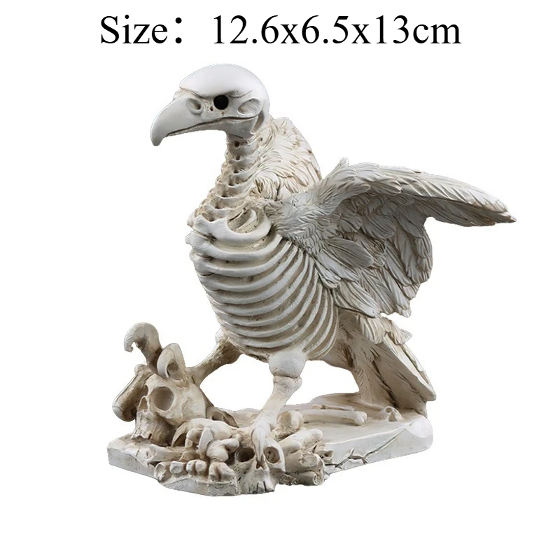 Halloween Skeleton Vulture Figurine Ornament Realistic Horror Resin Craft Creative Desk Decor Home Festival Decoration Accessory