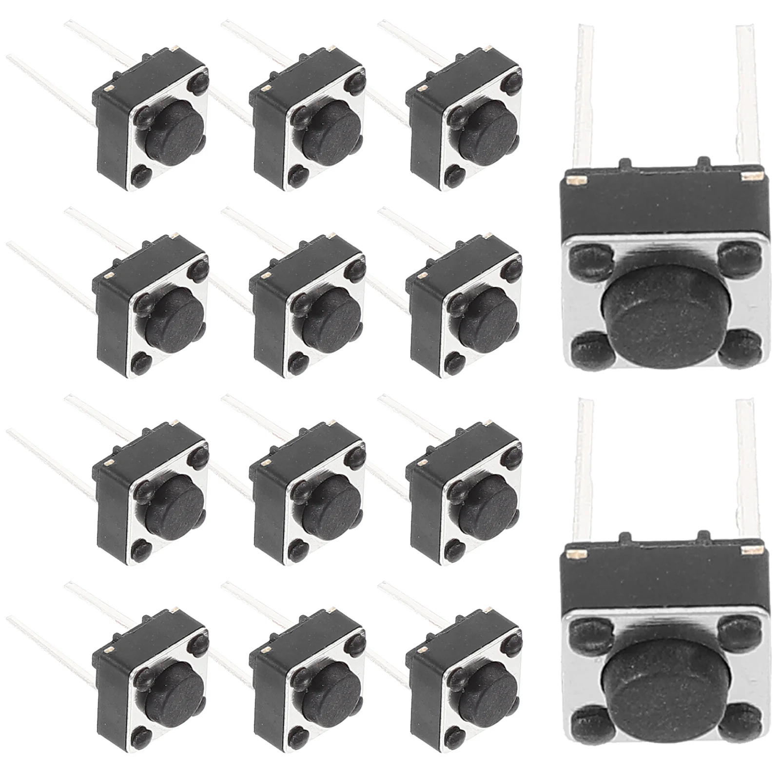 100 Pcs Micro Switch 6*6*43/5/7mm Two-pin Tact Tactile Button Push Vertical for PCB Plastic Black Keyboard