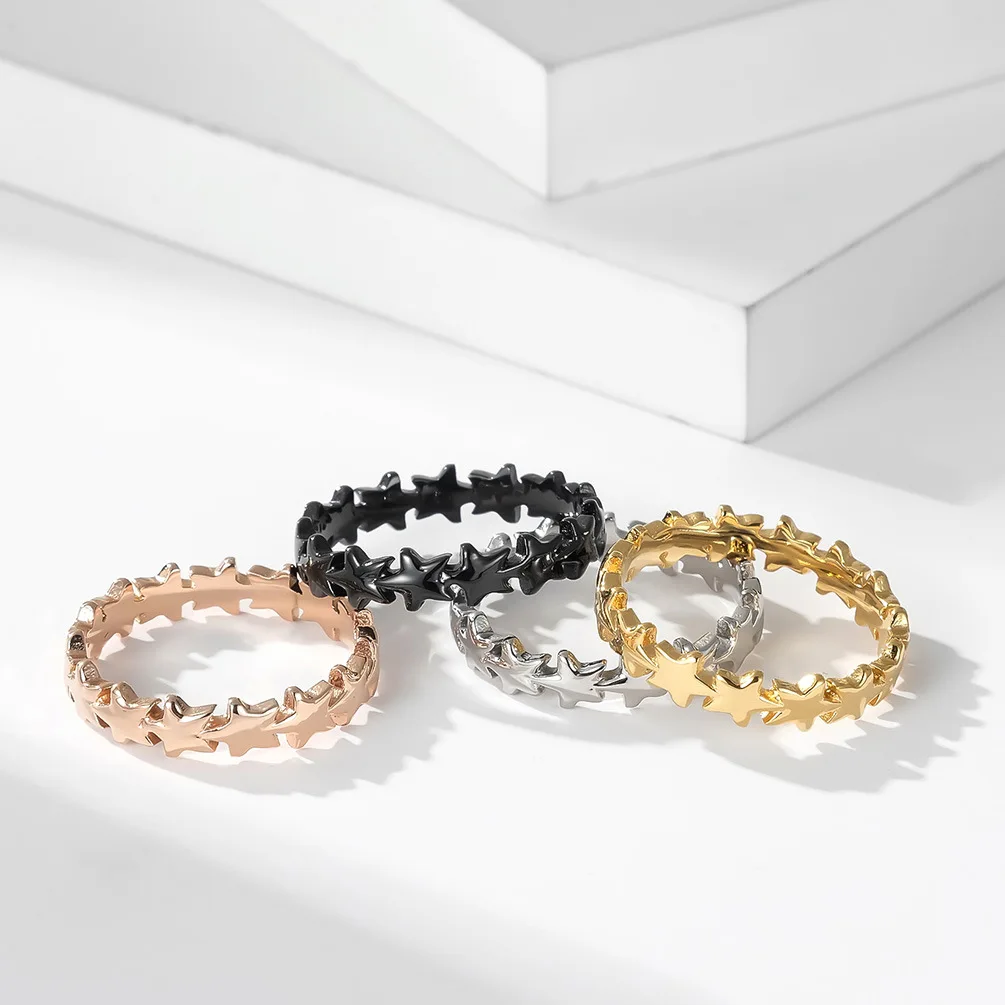 Pentagrams Stackable Woman Rings Stainless Steel Tail Ring for Sister Brithday Anniversary Gift