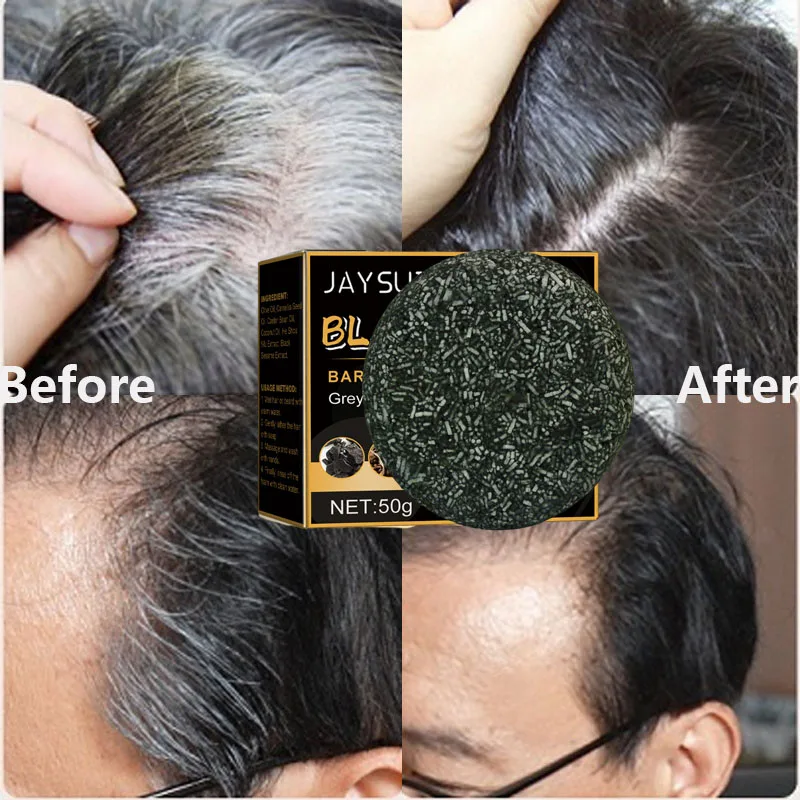 White Hair Darkening Shampoo Soap Restore Gray Beard and Hair Natural Color Soap Gray White To Black Dye Hair Fixing Shampoo Bar