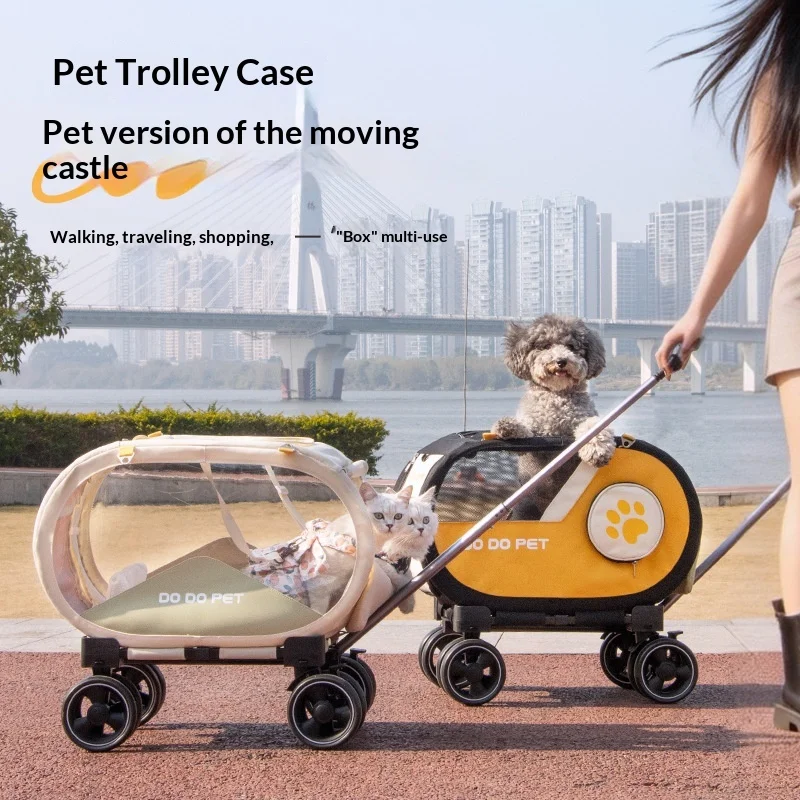 Maleta transportín transparente con ruedas para perros y gatos de viaje - imagen 4