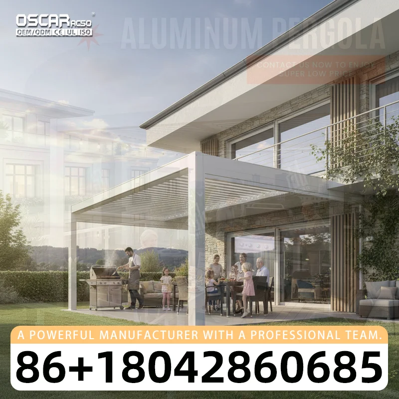 Outdoor Sunshade Rainproof Motorized Aluminum Pergola Cost effective Stylish for Garden Patio Balcony pergola