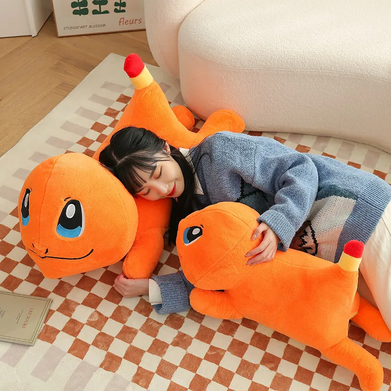 70/90cm Huge Pokemon Charmander Anime Plush Toys Big Pokémon Plushie Crouching Style Charizard Plushie Dolls Gifts for Children