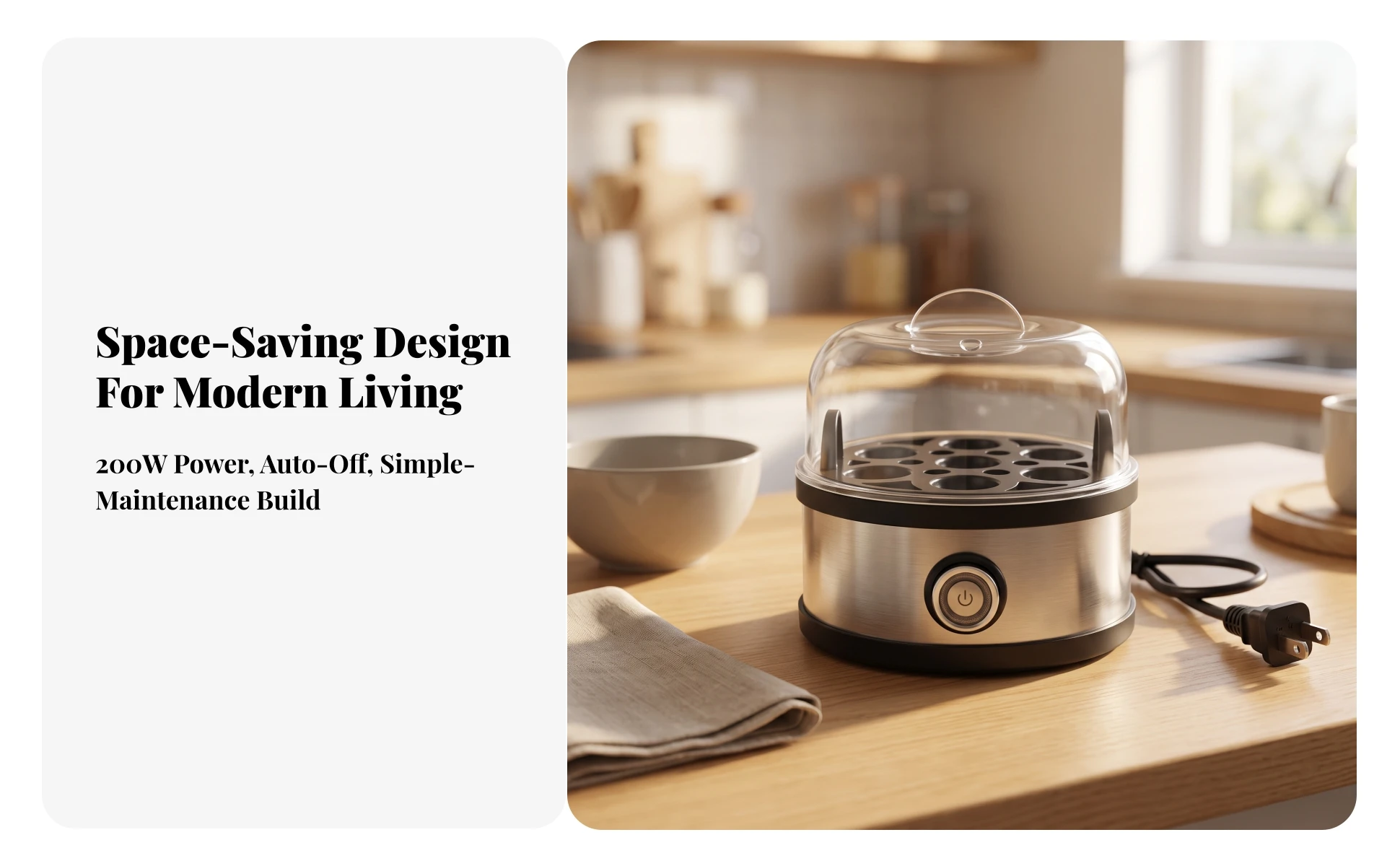 Electric Egg Boiler Stainless Steel 7-Egg Boiler Appliance Compact Space-Saving for Busy Professionals, Small Kitchens