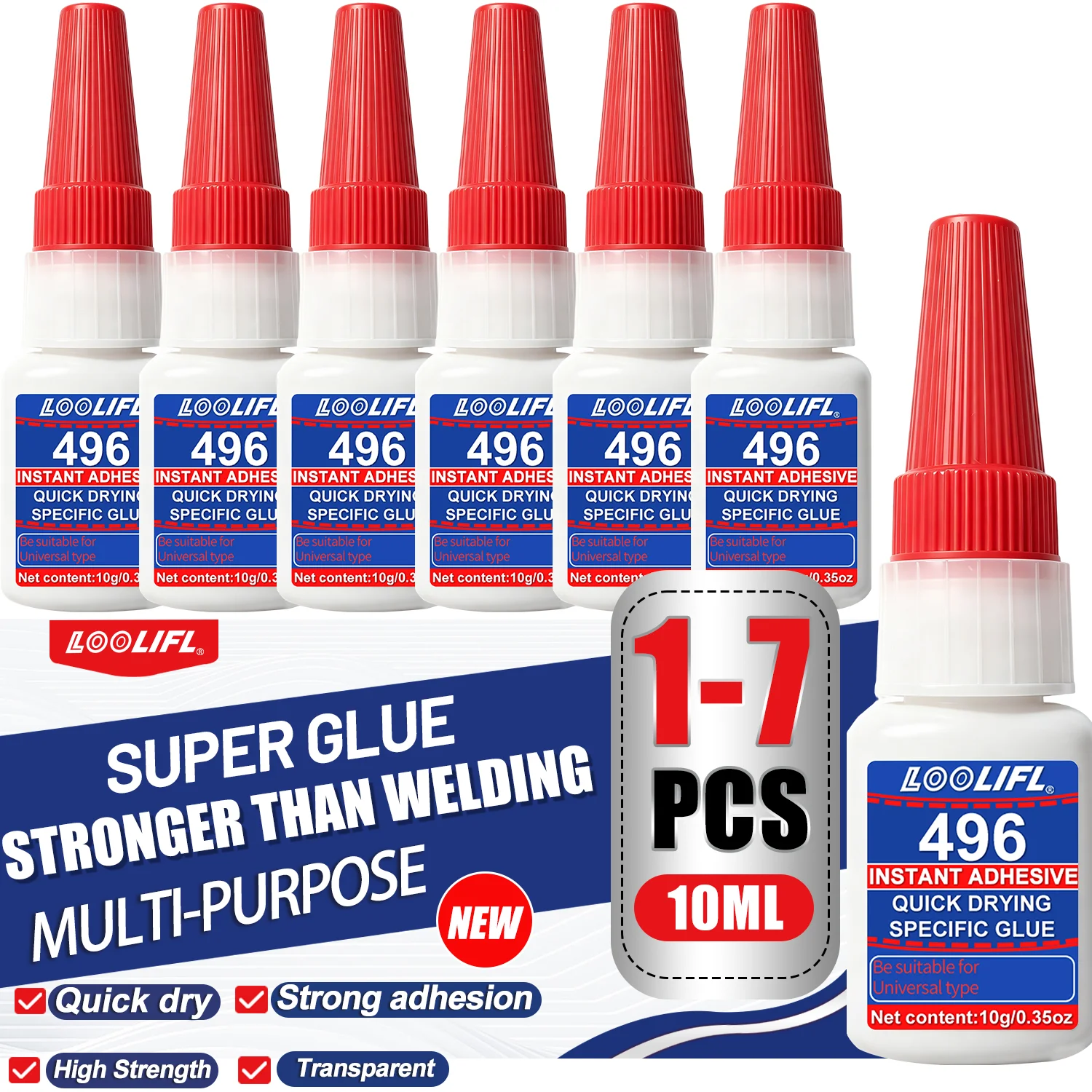 LOOLIFL 10ML Strong Adhesive Liquid Transparent Super Glue Instant Quick-Drying For Bond Plastic Wood Metal Crafts Repair Tools