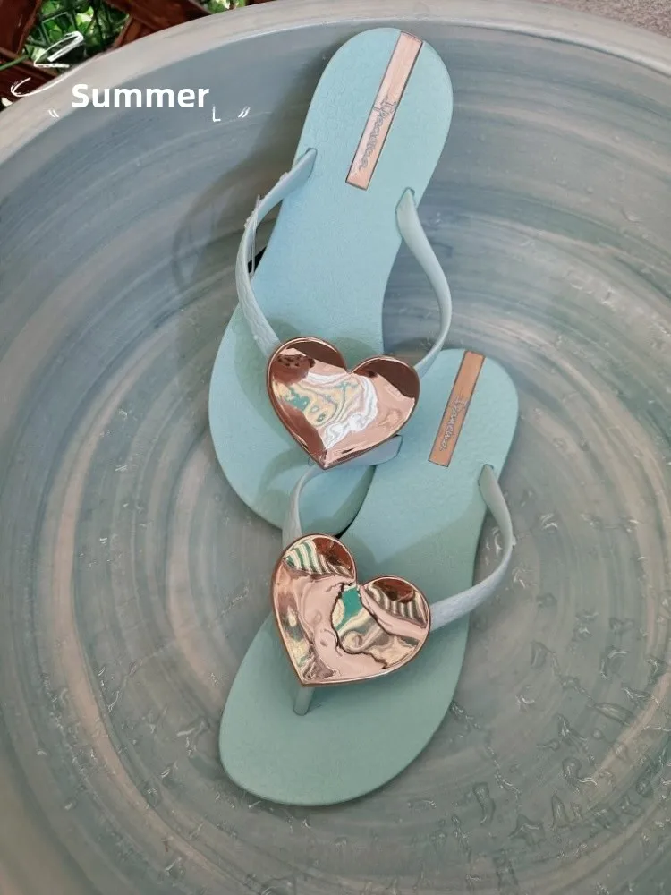 Sandalias Ipanema Heart para Mujer, Tipo Chanclas, Antideslizantes, para la Playa, Cómodas, de PVC, Tacón Plano, Combinables con Todo, en Varios Colores
