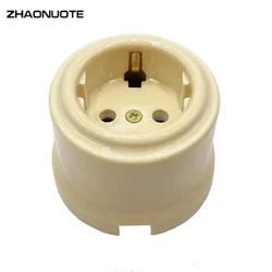 Wall Ceramic Socket Flame Retardant And Smooth Electrical Sockets EU Outlet