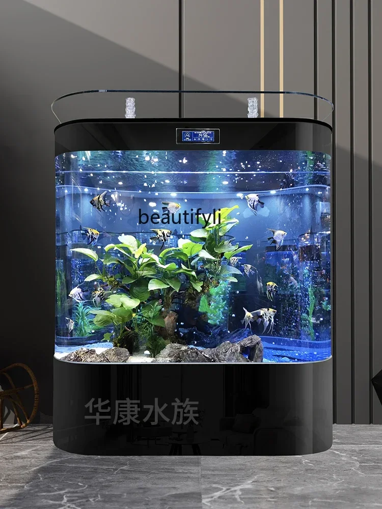 Fish Tank Living Room Home Double Circle Wall Large Back Filter Ecological Landscape Golden Dragon Fish Tank