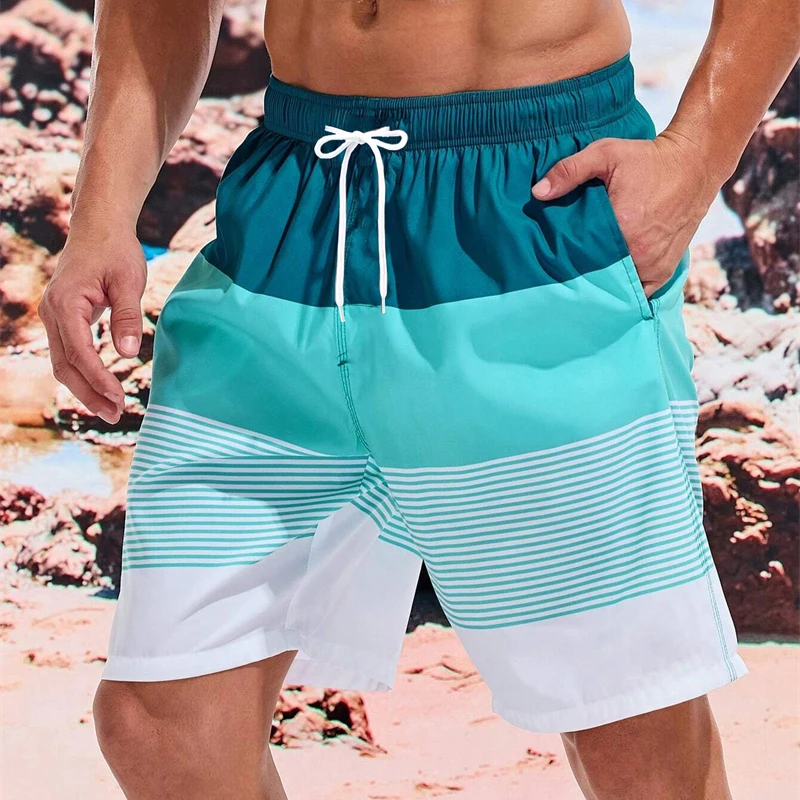 

Sea Beach Casual Classic Stripe Beach Shorts For Men Loose Breathable Quick Dry Sport Board Short Summer Fashion New Short Pant