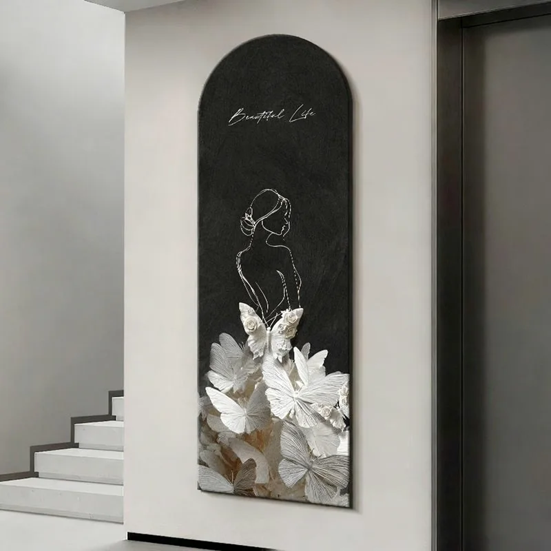 Light Luxury Entrance Decoration Painting Atmospheric Sandstone Corridor Hanging Painting High-end Feeling Home Light Mural