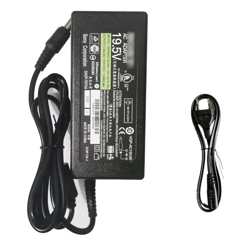 Baru 19.5V 3.08A 60W 6.5*4.4MM Power Adapter Kompatibel untuk Sony VGP-AC19V26 ACDP-002 LCD TV 32-42 Inch Charger